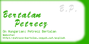 bertalan petrecz business card